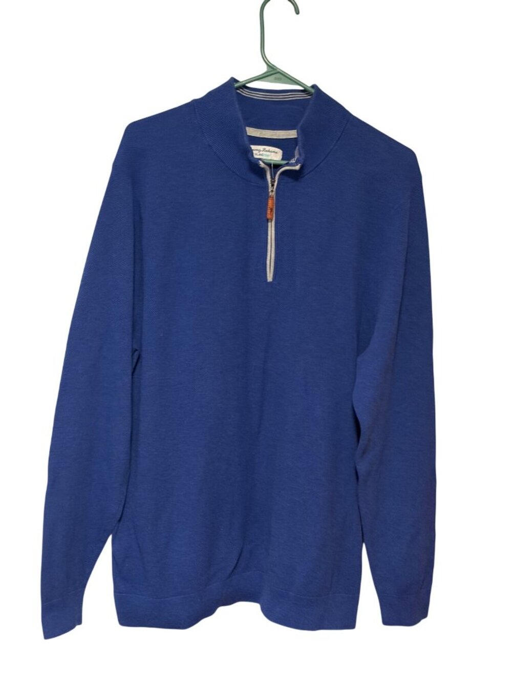 Tommy Bahama Island Zone Mens Size XL Blue 1/4 Zip Polo LOng Sleeve Shirt Pull o